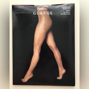 NWT George Firm Support Control Top Sandalfoot Pantyhose in Taupe Size M/T